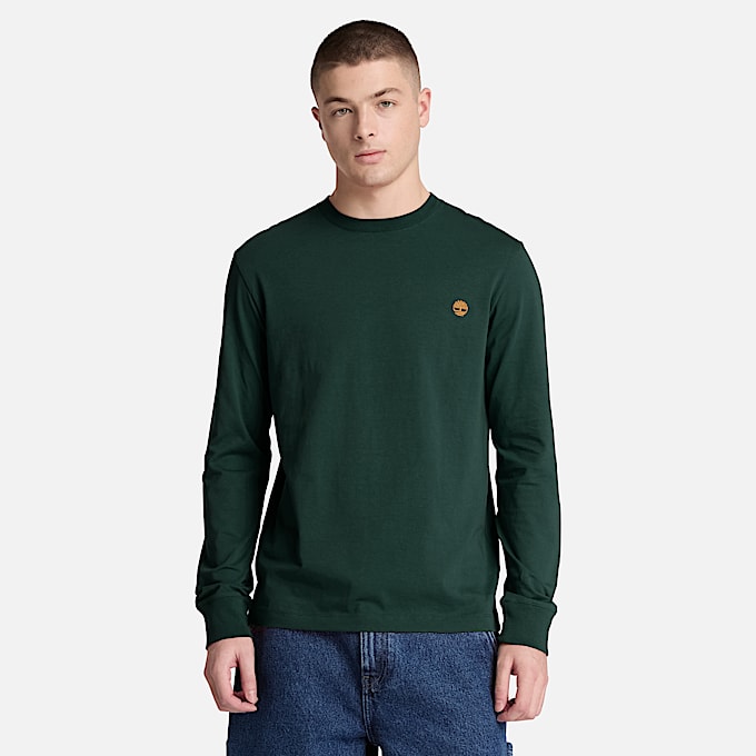 Dunstan River Langarmshirt in schmaler Passform mit Stickerei fr Herren in Dunkelgrn TBL Grn ALT1