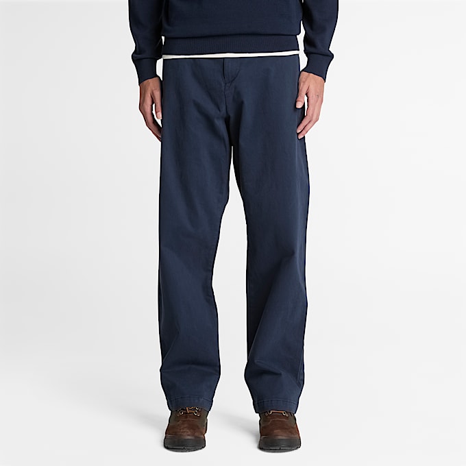Chinohose aus schwerem gepeachtem Twill fr Herren in Dunkelblau TBL Blau ALT1