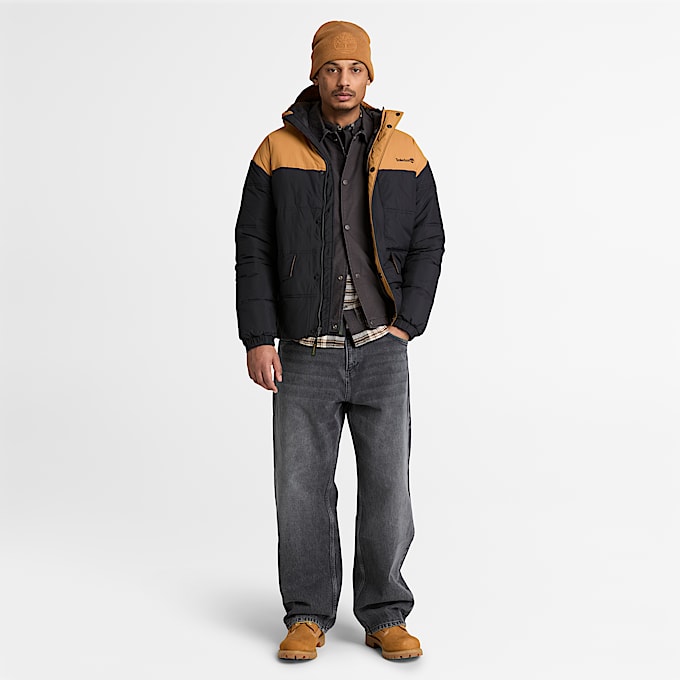 Wasserabweisende Steppjacke fr Herren in SchwarzGelb TBL Schwarz ALT2
