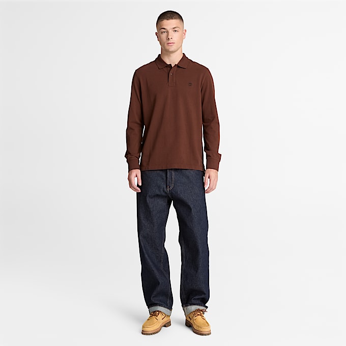 Millers River LangarmPoloshirt fr Herren in Dunkelbraun TBL Braun ALT2