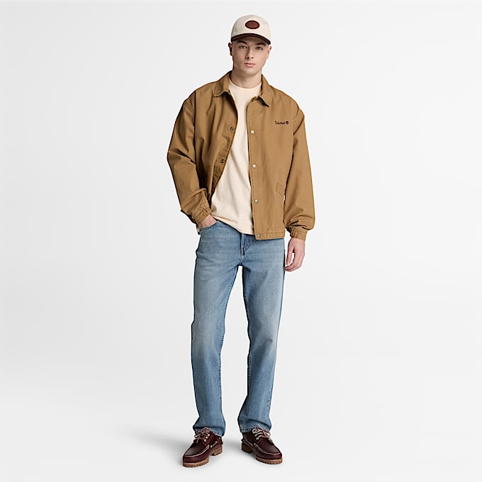 KurzarmTShirt mit Lederaufnher fr Herren in Beige TBL Beige ALT2