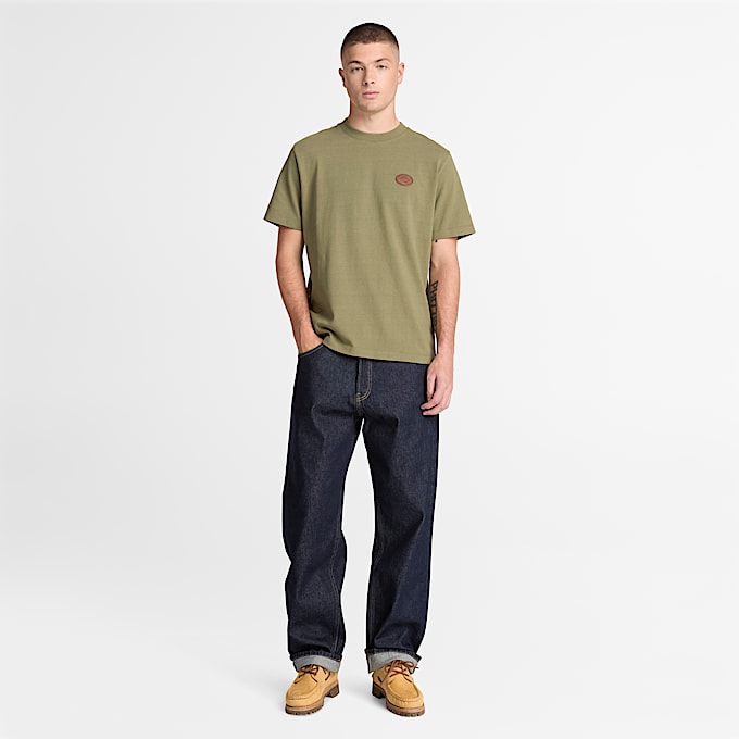 KurzarmTShirt mit Lederaufnher fr Herren in Grn TBL Grn ALT2