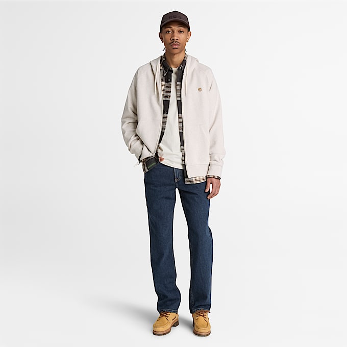 Exeter River Hoodie mit durchgehendem Reiverschluss fr Herren in Hellbeige TBL Beige ALT2