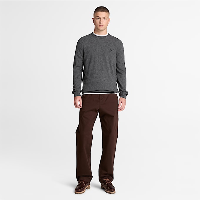 Cohas Brook Pullover mit Rundhalsausschnitt aus Merinowolle fr Herren in Dunkelgrau TBL Grau ALT2