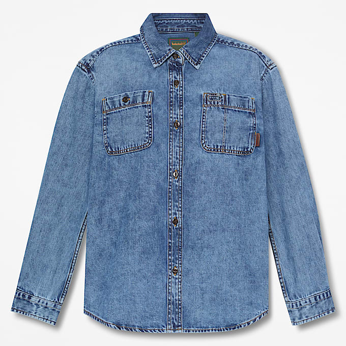 Langrmeliges DenimHemd fr Damen in Blau TBL Blau HERO