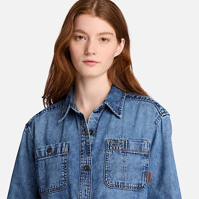 Langrmeliges DenimHemd fr Damen in Blau TBL Blau ALT3