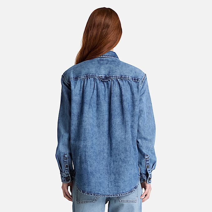 Langrmeliges DenimHemd fr Damen in Blau TBL Blau ALT8