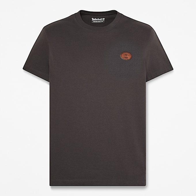 KurzarmTShirt mit Lederaufnher fr Herren in Schwarz TBL Schwarz HERO