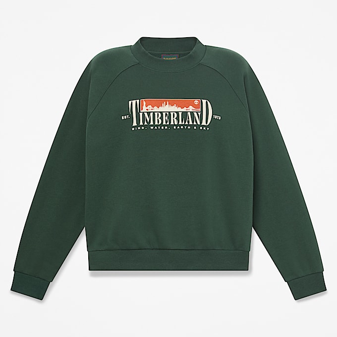 Sweatshirt mit Rundhalsausschnitt Grafik und angerauter Innenseite fr Damen in Dunkelgrn TBL Grn HERO