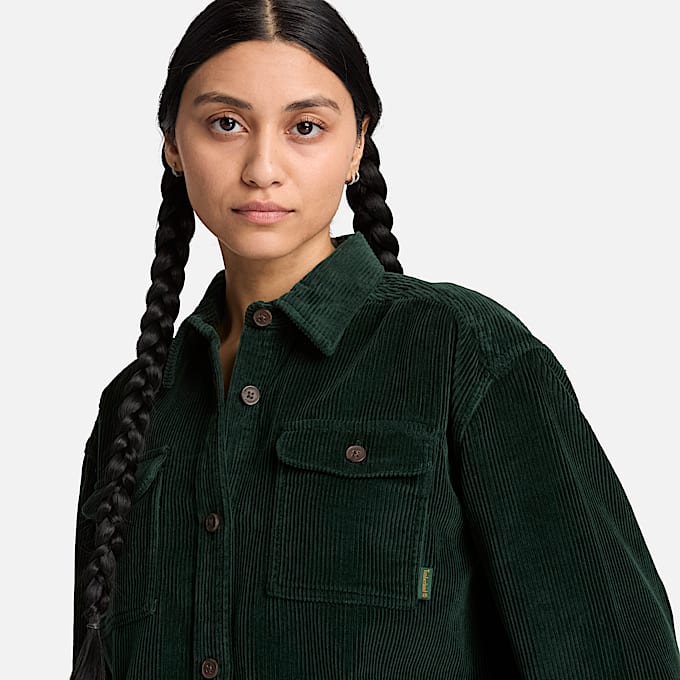 Hemdjacke aus Cord fr Damen in Dunkelgrn TBL Grn ALT3