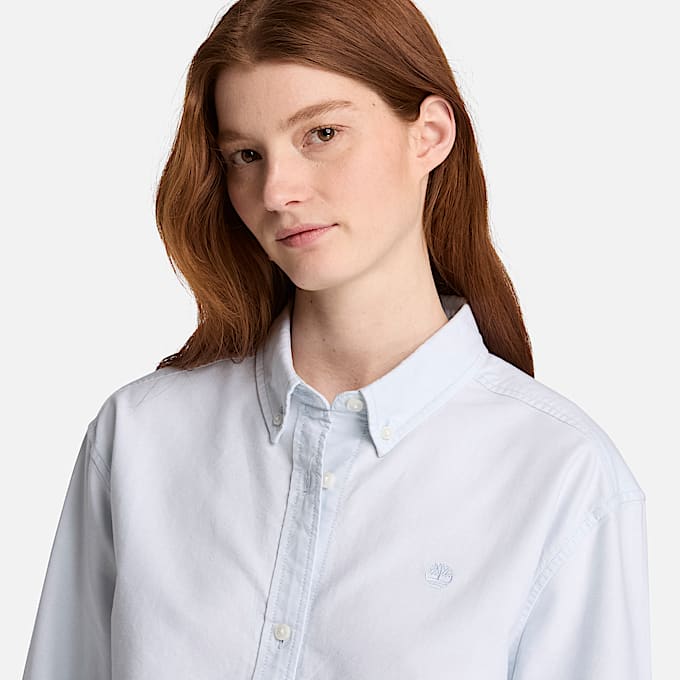 Lockeres OxfordLangarmhemd fr Damen in Blau TBL Blau ALT3