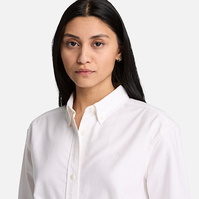 Lockeres OxfordLangarmhemd fr Damen in Wei TBL Wei ALT3
