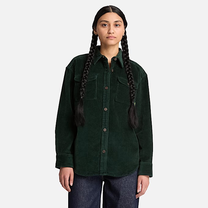Hemdjacke aus Cord fr Damen in Dunkelgrn TBL Grn ALT1