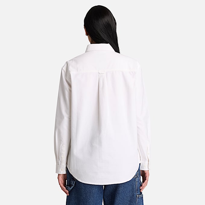 Lockeres OxfordLangarmhemd fr Damen in Wei TBL Wei ALT8