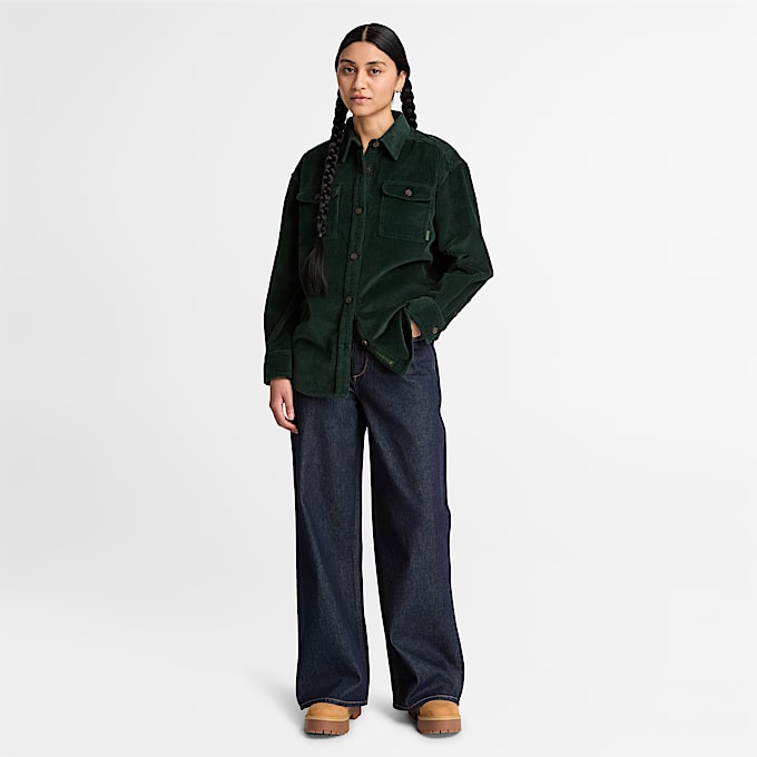 Hemdjacke aus Cord fr Damen in Dunkelgrn TBL Grn ALT2