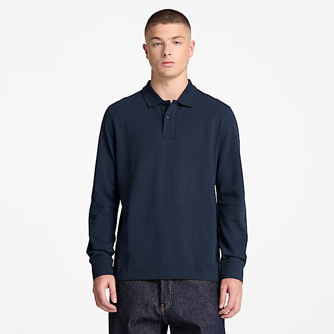 Millers River LangarmPoloshirt fr Herren in Dunkelblau TBL Blau ALT1