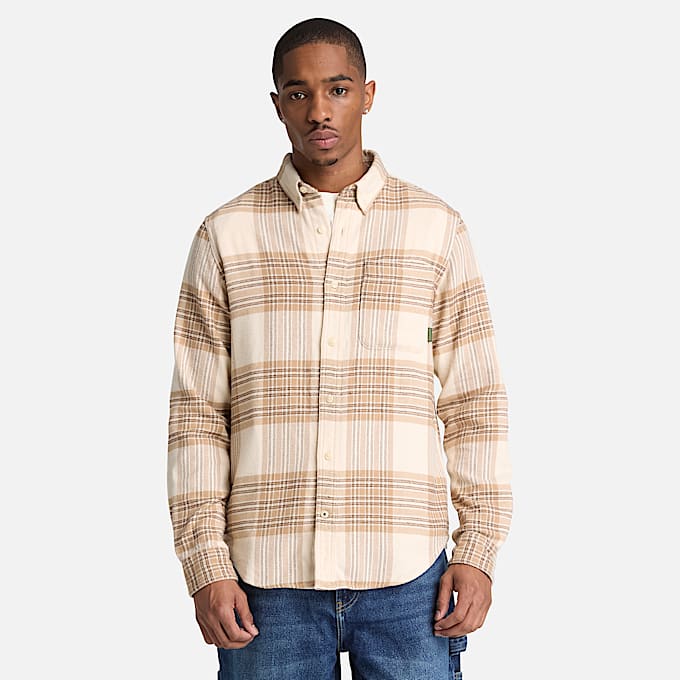 Kariertes Indigo Hemd in regulrer Passform fr Herren in Beige TBL Beige ALT3