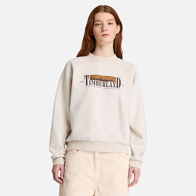 Sweatshirt mit Rundhalsausschnitt Grafik und angerauter Innenseite fr Damen in Hellbeige TBL Beige ALT1