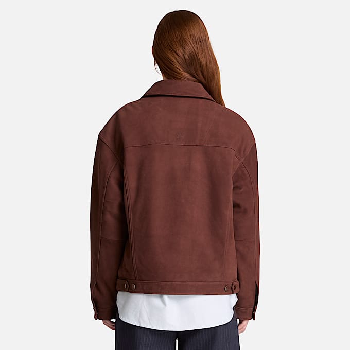 TruckerJacke aus Leder fr Damen in Dunkelbraun TBL Braun ALT8