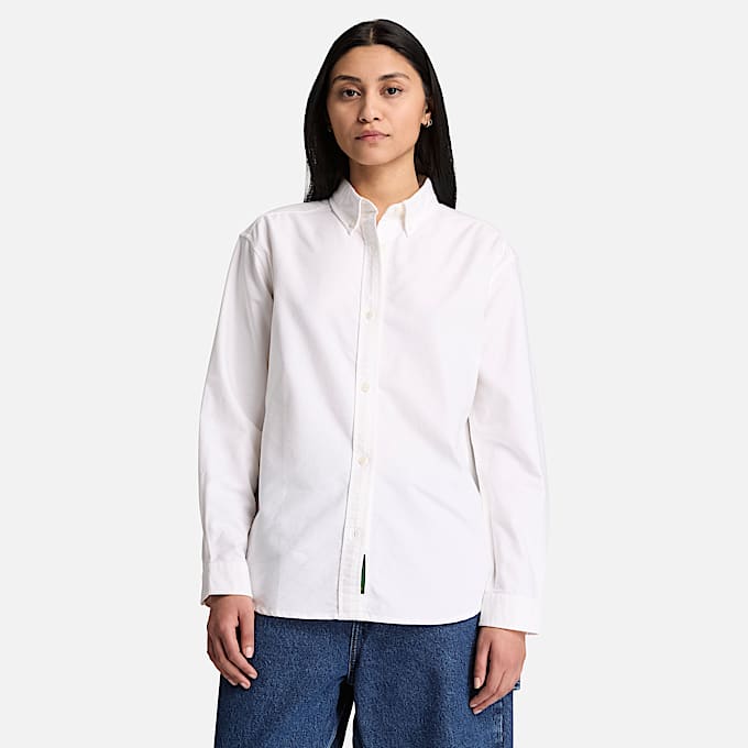 Lockeres OxfordLangarmhemd fr Damen in Wei TBL Wei ALT1