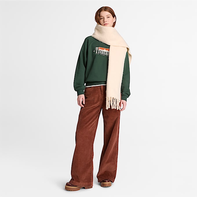 Sweatshirt mit Rundhalsausschnitt Grafik und angerauter Innenseite fr Damen in Dunkelgrn TBL Grn ALT2