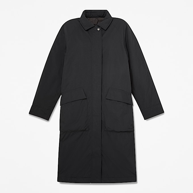 Wasserabweisender isolierter langer Mantel fr Damen in Schwarz TBL Schwarz HERO