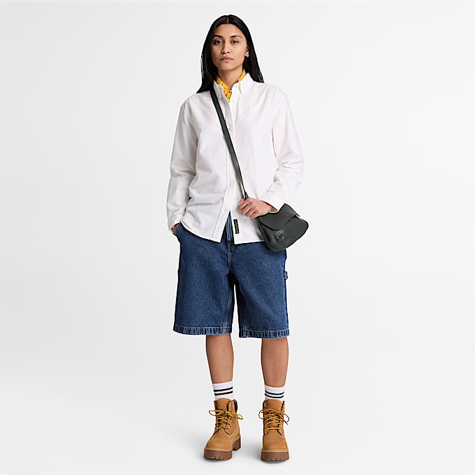 Lockeres OxfordLangarmhemd fr Damen in Wei TBL Wei ALT2