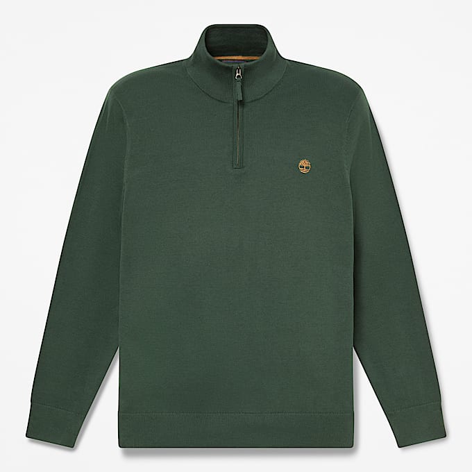 Williams River Baumwollpullover mit Viertelreiverschluss fr Herren in Dunkelgrn TBL Grn HERO