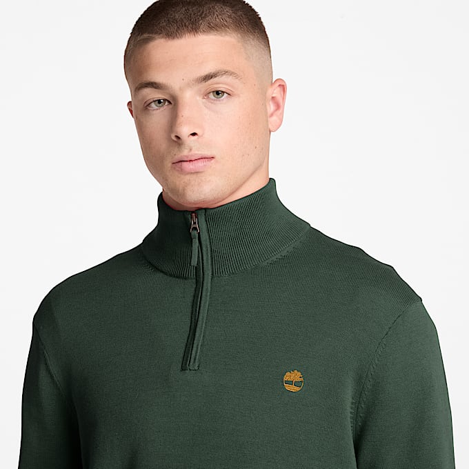 Williams River Baumwollpullover mit Viertelreiverschluss fr Herren in Dunkelgrn TBL Grn ALT3