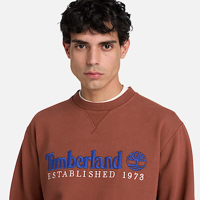 RundhalsSweatshirt mit aufgesticktem Established 1973Logo fr Herren in Braun TBL Braun ALT3