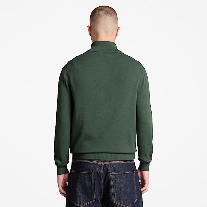 Williams River Baumwollpullover mit Viertelreiverschluss fr Herren in Dunkelgrn TBL Grn ALT8