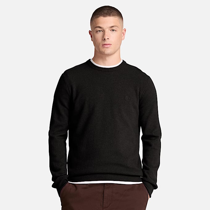 Cohas Brook Pullover mit Rundhalsausschnitt aus Merinowolle fr Herren in Schwarz TBL Schwarz ALT1