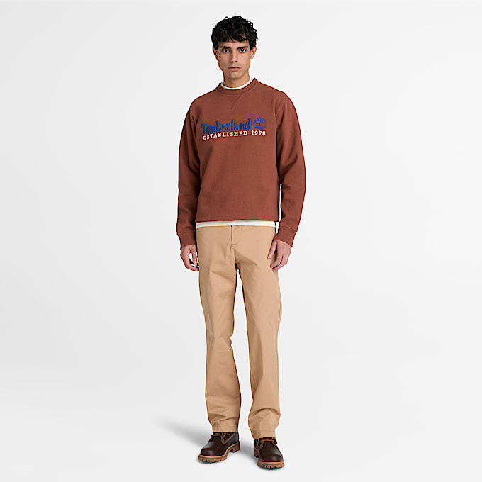 RundhalsSweatshirt mit aufgesticktem Established 1973Logo fr Herren in Braun TBL Braun ALT2