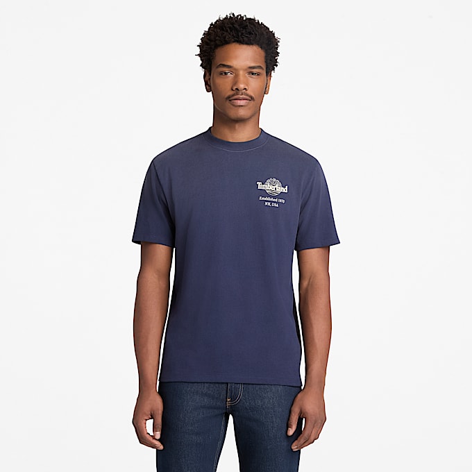 Sunfaded Heavyweight TShirt mit BaumLogo und Grafik fr Herren in Dunkelblau TBL Blau ALT8