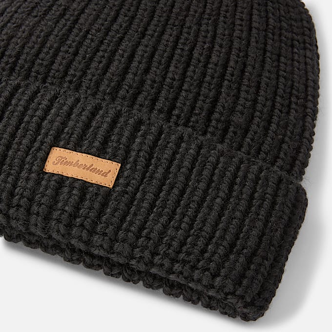 Grob gestrickte Mtze mit Bommel fr Damen in Schwarz TBL Schwarz ALT1