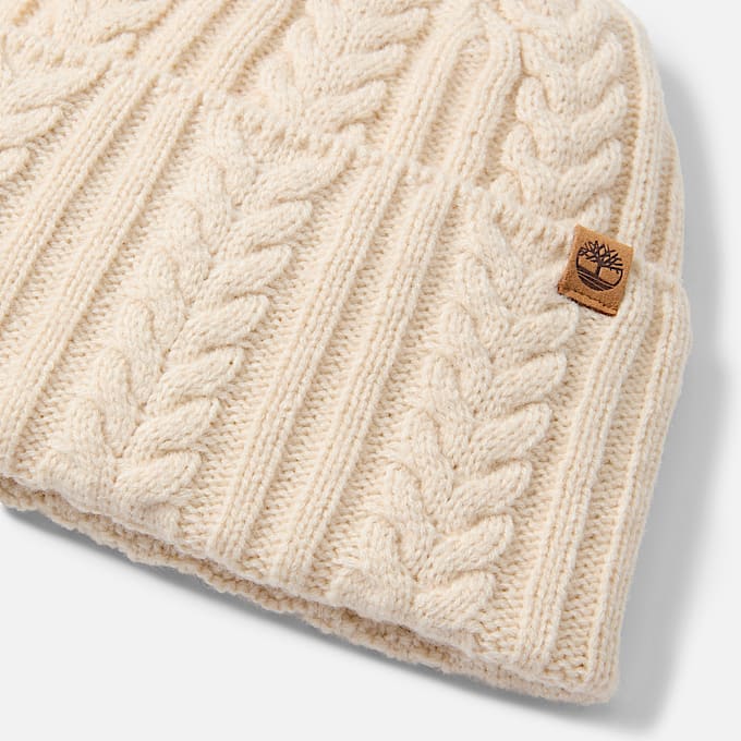 Strickmtze mit Zopfmuster fr Damen in Wei TBL Wei ALT1