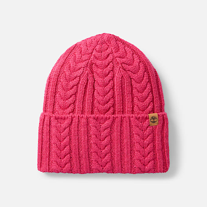 Strickmtze mit Zopfmuster fr Damen in Pink TBL Pink HERO