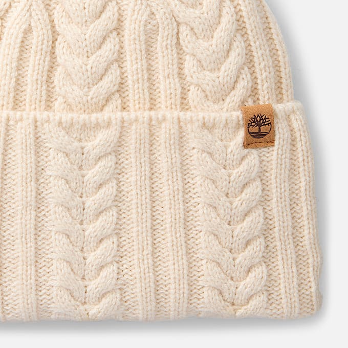 Strickmtze mit Zopfmuster fr Damen in Wei TBL Wei ALT2
