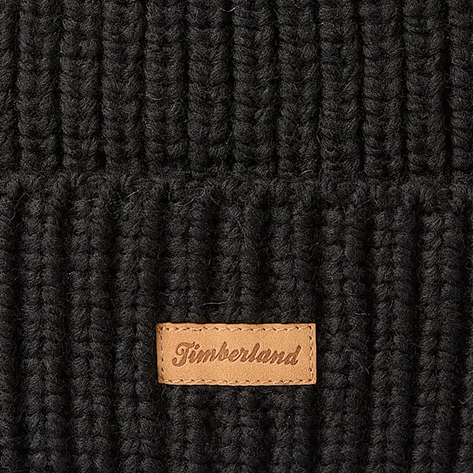 Grob gestrickte Mtze mit Bommel fr Damen in Schwarz TBL Schwarz ALT2