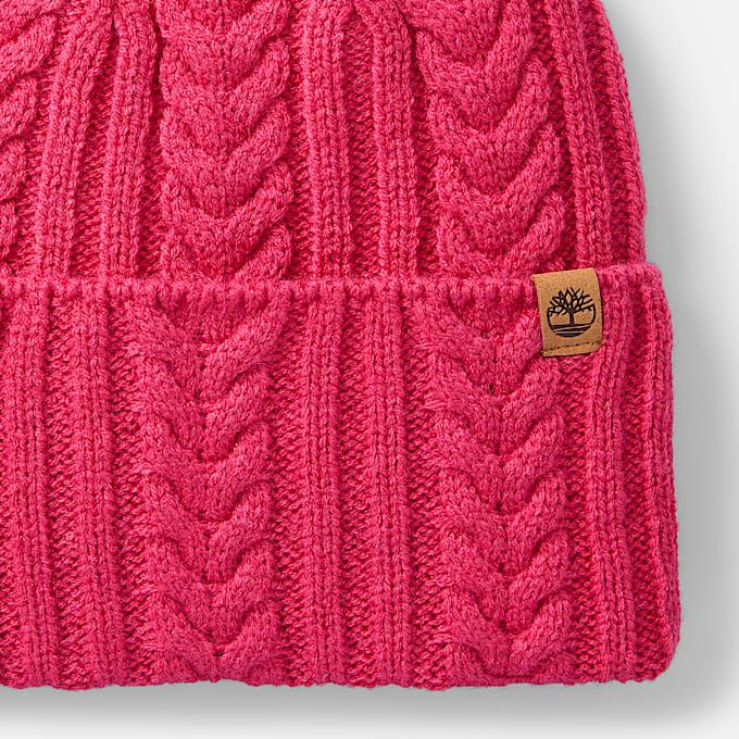 Strickmtze mit Zopfmuster fr Damen in Pink TBL Pink ALT2