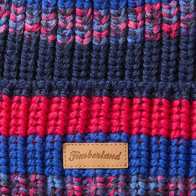 Grob gestrickte Mtze mit Bommel fr Damen in Blau TBL Blau ALT2