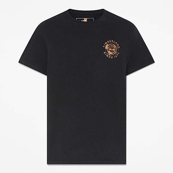 Strukturiertes All Gender KurzarmTShirt mit angerautem Logo in Schwarz TBL Schwarz HERO