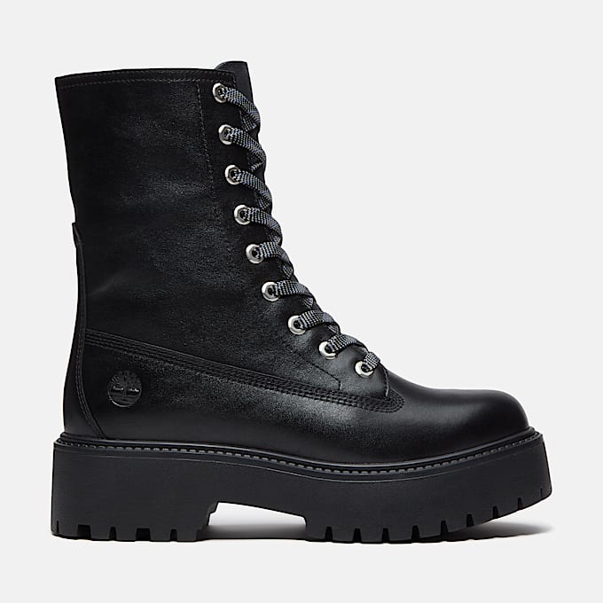 Halbhoher Stone Street Boot mit Plateausohle fr Damen in Schwarz TBL Schwarz HERO