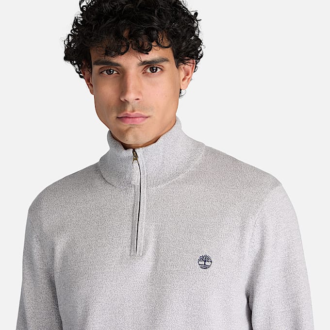 Williams River Baumwollpullover mit Viertelreiverschluss fr Herren in Grau TBL Grau ALT3