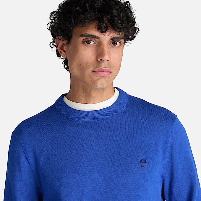 Williams River Baumwollpullover mit Rundhalsausschnitt fr Herren in Blau TBL Blau ALT3