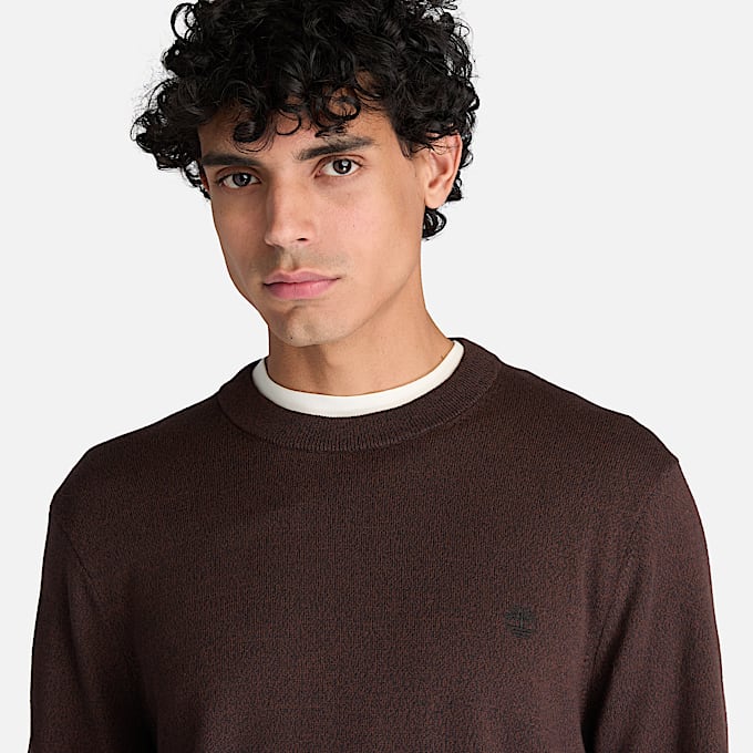 Williams River Baumwollpullover mit Rundhalsausschnitt fr Herren in Dunkelbraun TBL Braun ALT3