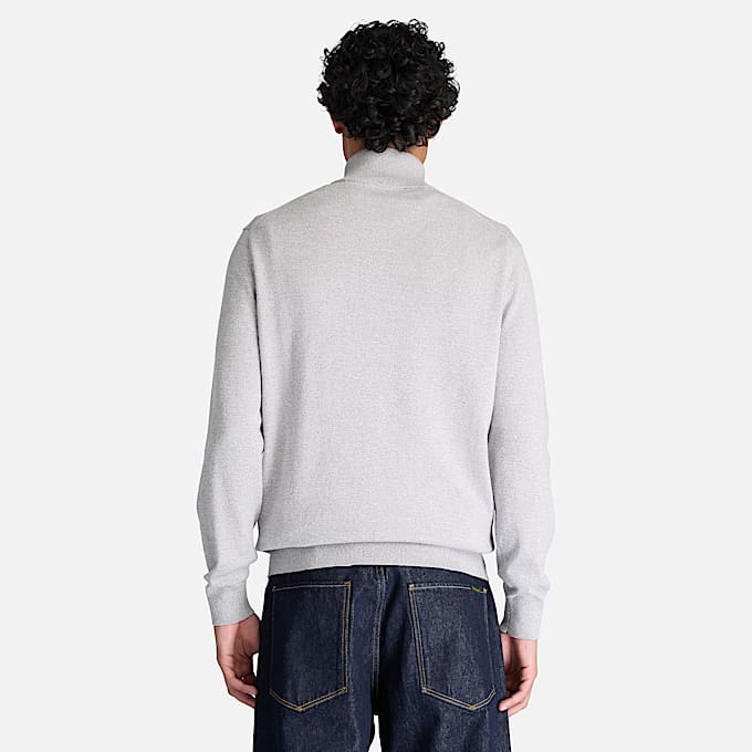 Williams River Baumwollpullover mit Viertelreiverschluss fr Herren in Grau TBL Grau ALT8
