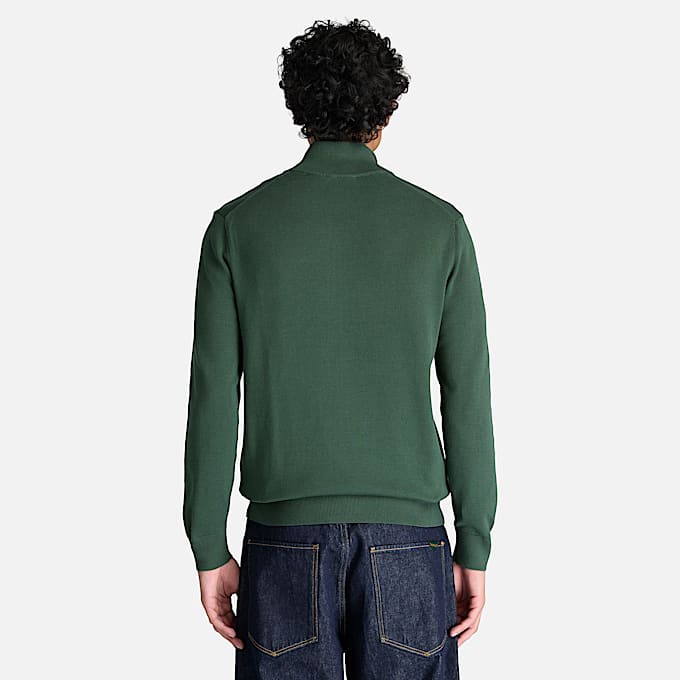 Williams River Baumwollpullover mit durchgehendem Reiverschluss fr Herren in Dunkelgrn TBL Grn ALT8
