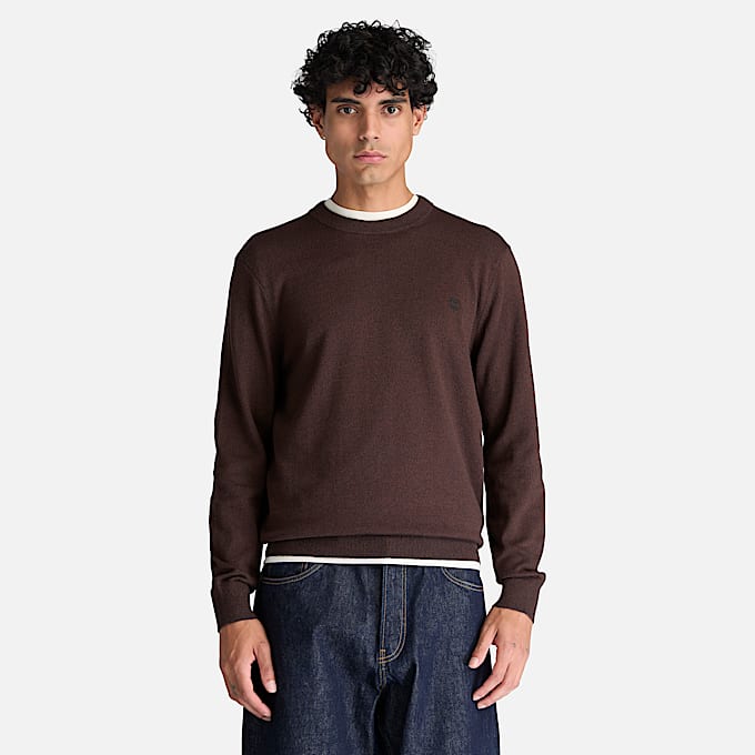 Williams River Baumwollpullover mit Rundhalsausschnitt fr Herren in Dunkelbraun TBL Braun ALT1