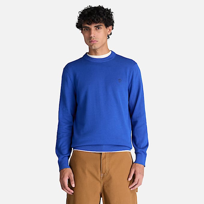 Williams River Baumwollpullover mit Rundhalsausschnitt fr Herren in Blau TBL Blau ALT1